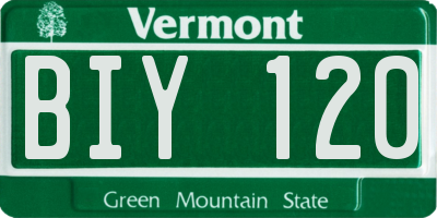 VT license plate BIY120