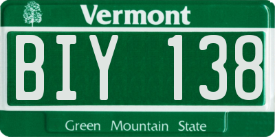VT license plate BIY138