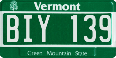 VT license plate BIY139