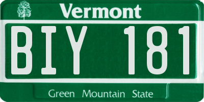 VT license plate BIY181