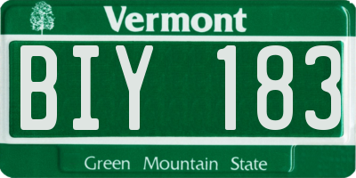 VT license plate BIY183