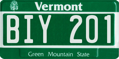 VT license plate BIY201