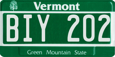 VT license plate BIY202