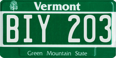 VT license plate BIY203