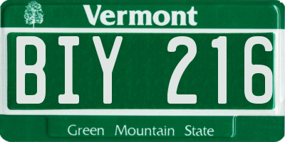 VT license plate BIY216