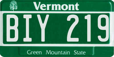 VT license plate BIY219