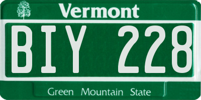 VT license plate BIY228