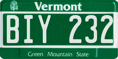 VT license plate BIY232