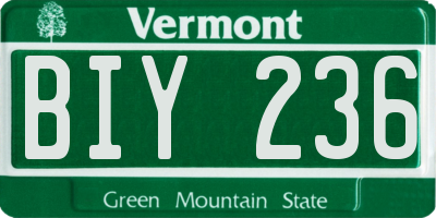 VT license plate BIY236