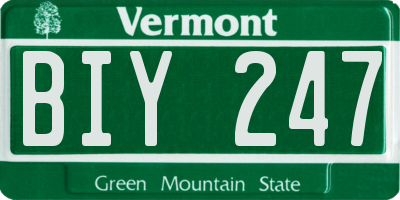 VT license plate BIY247