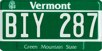 VT license plate BIY287