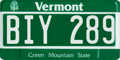 VT license plate BIY289