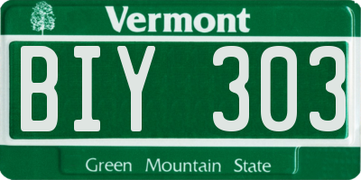 VT license plate BIY303