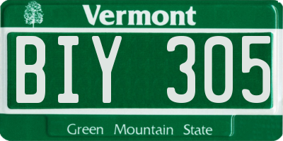 VT license plate BIY305