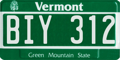 VT license plate BIY312