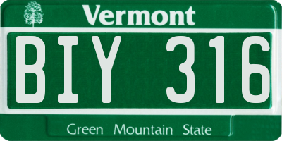 VT license plate BIY316