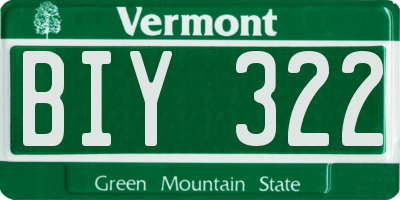 VT license plate BIY322