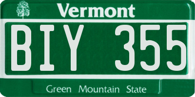VT license plate BIY355