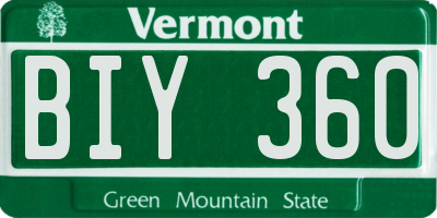 VT license plate BIY360
