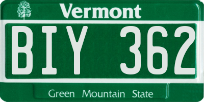 VT license plate BIY362
