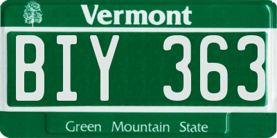 VT license plate BIY363