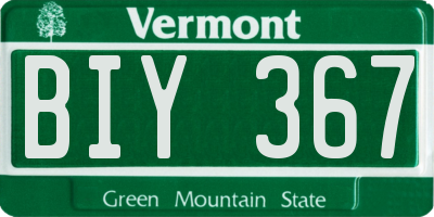 VT license plate BIY367