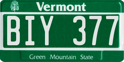 VT license plate BIY377