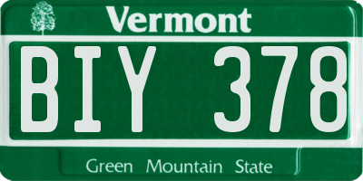 VT license plate BIY378