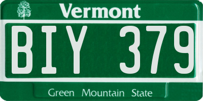 VT license plate BIY379