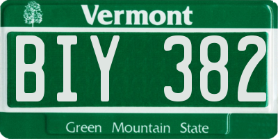 VT license plate BIY382