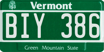 VT license plate BIY386