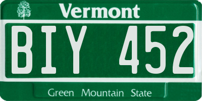 VT license plate BIY452