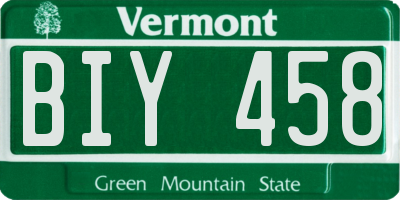 VT license plate BIY458