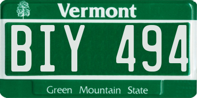 VT license plate BIY494