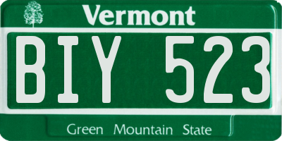 VT license plate BIY523