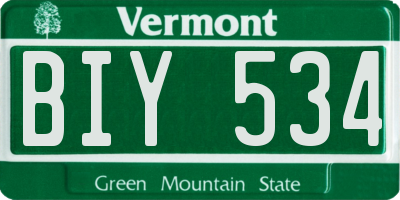 VT license plate BIY534