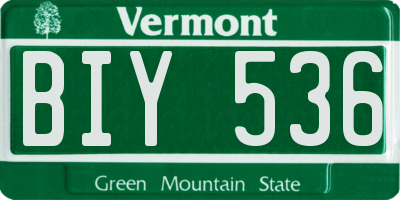 VT license plate BIY536