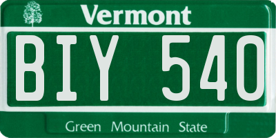 VT license plate BIY540