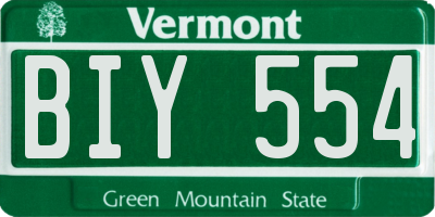VT license plate BIY554