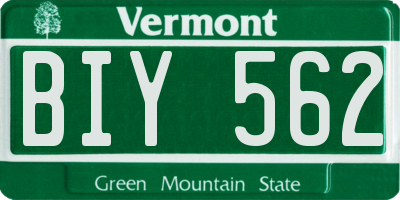 VT license plate BIY562
