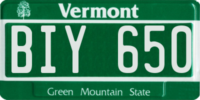 VT license plate BIY650