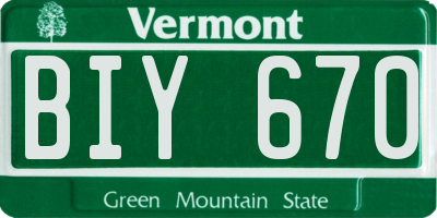VT license plate BIY670