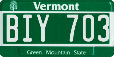 VT license plate BIY703