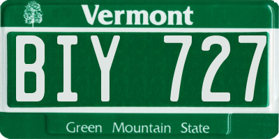 VT license plate BIY727