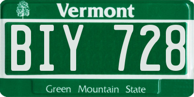 VT license plate BIY728