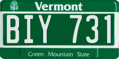 VT license plate BIY731