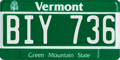 VT license plate BIY736