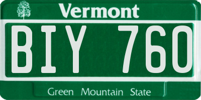 VT license plate BIY760