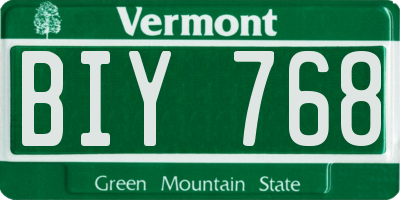 VT license plate BIY768