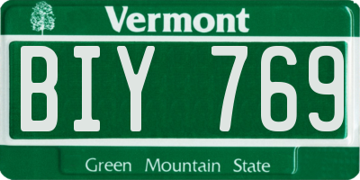 VT license plate BIY769